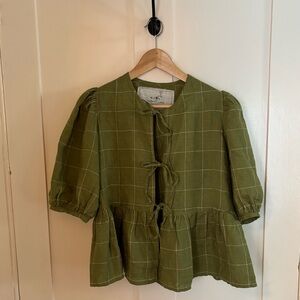 Not Perfect Linen Melina Bow Tie Top